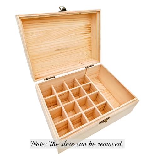 Anktily Unfinished Wooden Storage Organizer Box with Lid, Unpainted Wood Case Box for Small Keepsakes, Jewellery, Tea Bag Holder Case (17 Grids) - style: 17 Grids