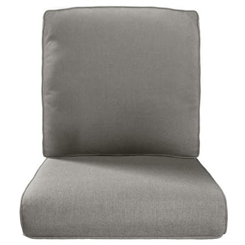 Pop 22x25/22x24 Outdoor Replacement Cushions - 1 Set High Back Deep Seat Patio Furniture Cushion for Rattan Dining Swivel Rocking Chairs Rattan Loveseat Couch Sectional Sofa - Grey/Classic - color: Grey/Classic, size: 22x25x4"(Deep Seat)