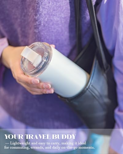 16 oz Insulated Coffee Tumblers, Travel Coffee Tumblers with Straw (Cream) | Double-Wall Stainless Steel Tumbler, Leak Proof Tumbler, Reusable Cups with Lids for lced and Hot Drinks - color: 16-Cream, size: 16 Ounces