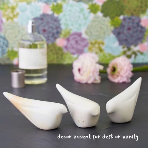 Fairy Garden Accessories, Bird Decor, Bird Figurines, Fairy Garden Decor, Soapstone, White, Set of 2