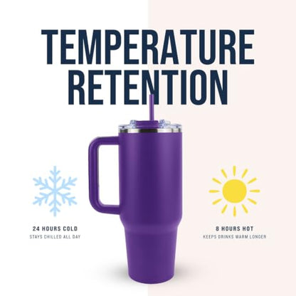 Hogg Big Swig 40oz Tumbler with Handle and Straw - Purple, 40 oz Tumbler, Insulated Cup with Handle, 40oz Water Bottle with Straw, Thermal Cups, Leak Proof Lid, Travel Mugs, Stainless Steel - color: Purple