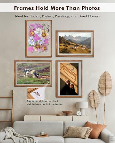 DLQuarts 18x24 Floating Picture Frame for 16x20/13x19/12x18/11x14 Photos, 2-Pack Solid Wood Double Plexiglass Wall Art Frames, Any Size Photo up to 18x24 Display, Carbonized Wood - color: Carbonized Wood, size: 18x24