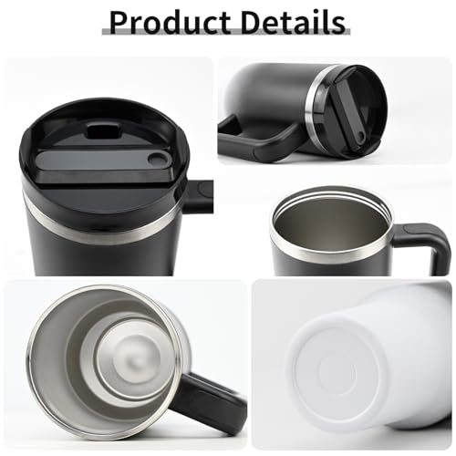Insulated Tumbler, Black and White, 40 oz | Stainless Steel Vacuum, Handle and Straw, Leak Resistant Lid, Fits Car Cup Holder - color: GRADIENT BLACK, size: 40 oz