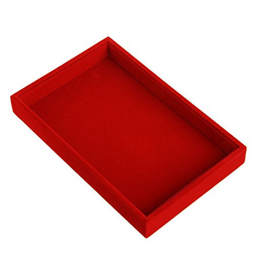 Jewelry Trays Stackable Showcase Display Drawer Organizer Storage- Multi-Purpose Multiple Combinations Large Capacity Red - color: Red