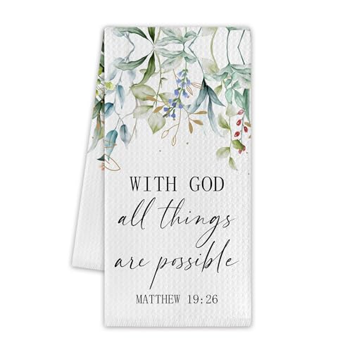 Eucalyptus Sage Kitchen Towels, Spring Christian Dish Towels for Kitchen, 13.8 X 23.6 Inch Decorative Hand Tea Towel for Home Bathroom, Scripture Themed Decorations & Gifts, 07 - color: Eucalyptus Sage Christian
