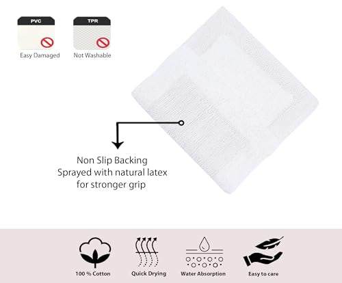Home Weavers Luxury Collection 100% Cotton Reversible Bathroom Rugs Set, Washable Rug, Soft Cotton Extra Soft and Absorbent Bath Rug, Kitchen Mat, 2 Piece Set(S+M), White - color: White, size: 2 Piece Set(S+M)