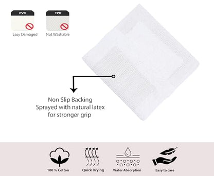 Home Weavers Luxury Collection 100% Cotton Reversible Bathroom Rugs Set, Washable Rug, Soft Cotton Extra Soft and Absorbent Bath Rug, Kitchen Mat, 2 Piece Set(S+M), White - color: White, size: 2 Piece Set(S+M)