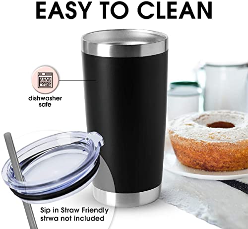 HASLE OUTFITTERS 20oz Tumblers Stainless Steel Mugs with Lid Double Wall Vacuum Insulated Coffee Cups for Cold & Hot Drinks (20oz-Black, 12 Pack) - color: Black-A, size: 12 Count (Pack of 1)