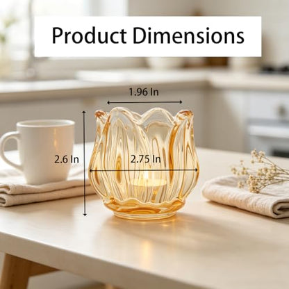 Votive Glass Tealight Candle Holders, Candles Not Included (Amber Tulip-6 Pcs) - color: Amber Tulip-6 Pcs