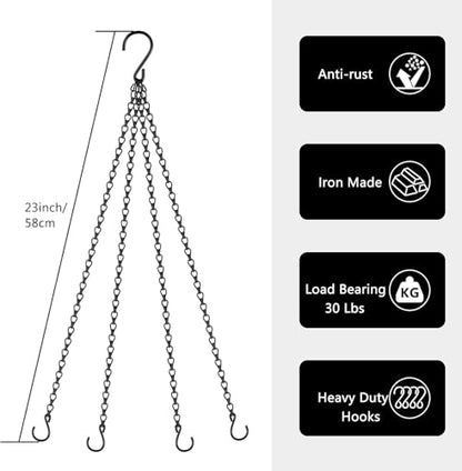 garini 6 Pack, 23 Inch Hanging Baskets Chain,Black Hanging Chains with Hooks Flower Pot Chain Replacement Plant Hangers for Planters, Bird Feeders and Lanterns - color: Black, size: 6P