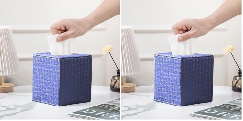 Blue Tissue Box Cover,Tissue Box Cover Square,Blue Tissue Box Holders,Tissue Holder for Bathroom Accessories,Bathroom Tissue Holders (Pack of 2) - color: Blue, size: Square (Pack of 2)