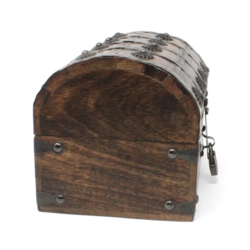 Keepsake Wooden Treasure Chest with Antique Jewelry Lock and Key (Large 8 x 6 x 6), SH23353-L - size: Large 8 x 6 x 6"