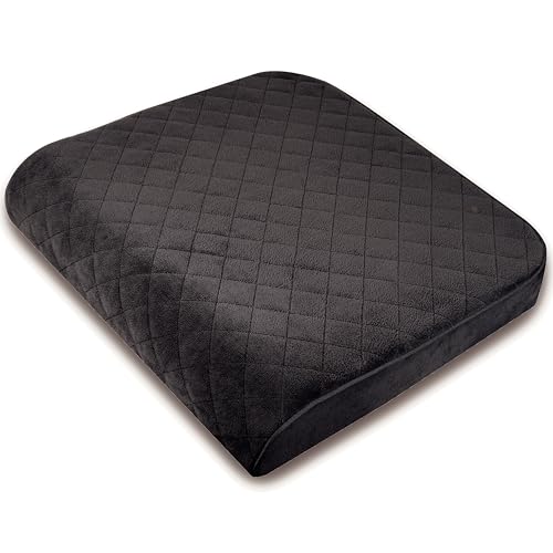 Large 19"x17"x3.25" Medium-Firm Memory Foam Seat Cushion with Cooling Effect, Washable Cover and Non-Slip Base for Office Chairs, Wheelchairs, Recliners, Cars - Back Pain Relief - Black - color: Black