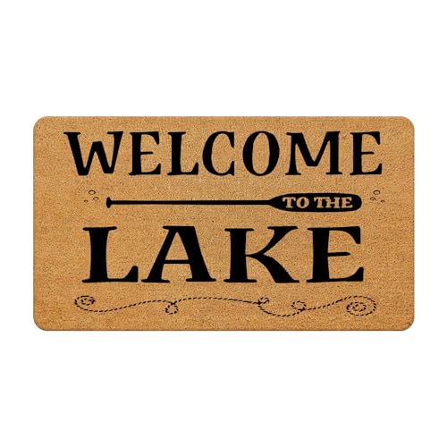 Nogrit Lake House Decor Coir Doormat Welcome to The Lake House Doormats Door Mat Outdoor Entrance for Lake House Welcome Mats Outdoor Door Mat Outside Entrance Lake House Decor 17x30 - color: Coir Doormat - 1