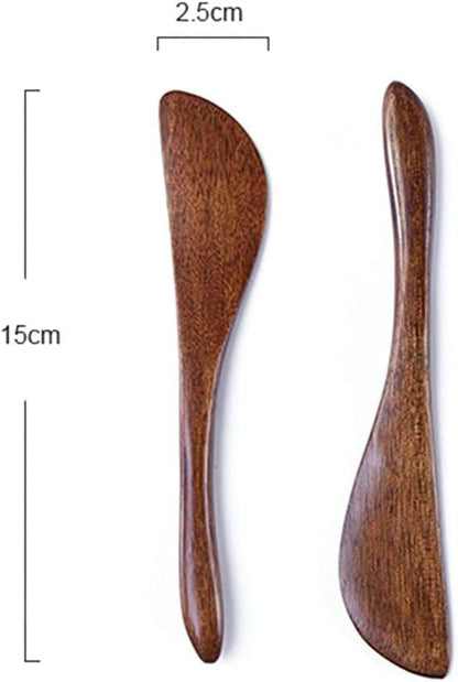GANPUB 2 Pcs Mini Butter Spatula,Wooden Butter Knives Cheese Spreader Jam Knives Cake Knives for Kitchen Tool Flatware