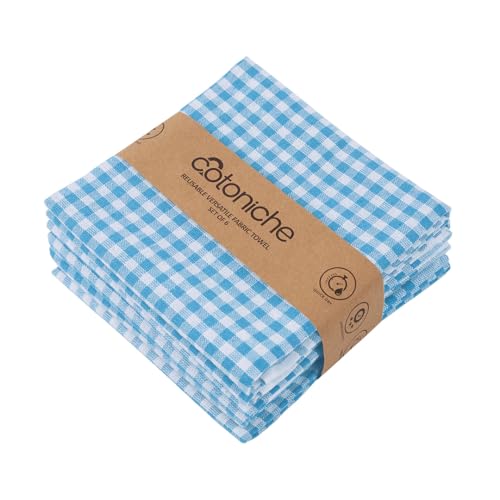Gingham Dish Towels - Flour Sack Kitchen Towels (24" x 16") Large & Vintage Perfect as Tea Towels for Baking Sourdough, Dishtowels for Kitchen - (6 Pack) (Blue) - color: Blue, size: Set of 6
