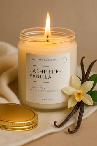 Cashmere Vanilla Scented Candle for Home Scented 50+ Hrs Highly Scented Creamy Vanilla Velvet Cashmere | 100% Natural Soy Candle Gifts for Women Vanilla Candles for Cozy Home - color: Cashmere Vanilla