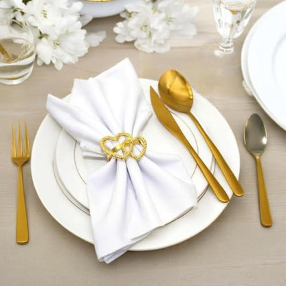 Napkin Rings Set of 6,Gold Heart Napkin Ring,Metal Alloy Heart Napkin Ring for Wedding, Dinner Party, Table Decor and Daily Use