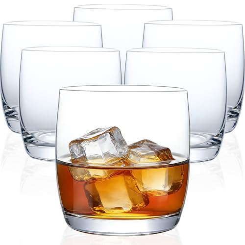 Whiskey Glasses Set of 6, 12oz Crystal Old Fashioned Rocks Glass | Lowball Glasses for Cocktail, Scotch, Bourbon.Clear Short Drinking Glasses for Daily Use.Perfect Anniversary or Birthday Gift - size: Short -12 oz