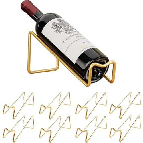 10 Pcs Metal Wine Rack Freestanding -Tabletop/ Countertop Wine Rack Holder - Wine Bottle Storage Rack, Party Wine Holder Stand, Unique Wine Gifts and Accessories for Wine Lovers (Golden) - color: Golden, size: 10