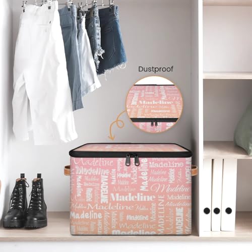 Custom Name Storage Basket, Personalized Keepsake Box, Pink Orange | Foldable Fabric Gradient Large Memory Bin with Handle Lid Lightweight Waterproof Dustproof, 14"L x 10.2"W x 10.4"H - color: Option 21