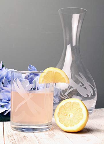 Rolf Glass Dragonfly Double Old Fashioned Glass | 13oz Etched Whiskey Tumbler | Set of 2 | Lead-Free Etched Glassware | Made in the USA (Set of 2) - color: DOF 2 Set