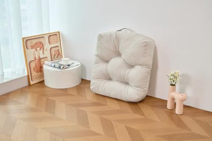 Floor Pillow Cushion with Handle for Adults Women Men | Large Meditation & Sitting Cushion Pillow for Tatami, Living Room, Yoga (1, Beige, Square, 22" x 22" x 6") - color: Beige, Square