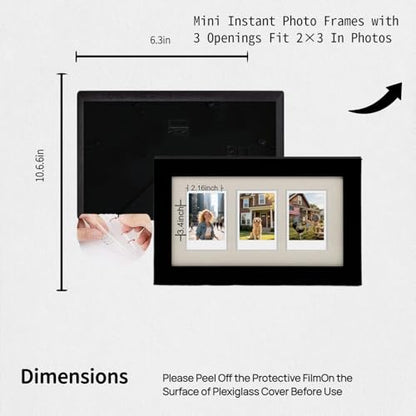Polaroid Picture Frame Collage 2x3 Instax Mini Film - 3 Openings - size: 10.6×6.3