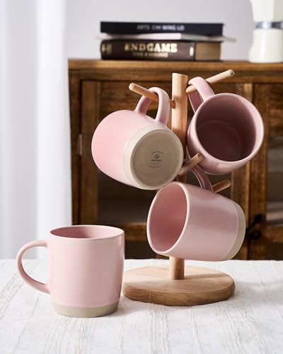 famiware Coffee Mugs Set of 4, Milkyway 13 oz Ceramic Cup Set with Handle | Stoneware Mug Set for Tea, Coffee, Latte, Cappuccino, Cocoa, Microwave and Dishwasher Safe, Light Pink - color: Milkyway-Light Pink, size: 4 Count (Pack of 1)
