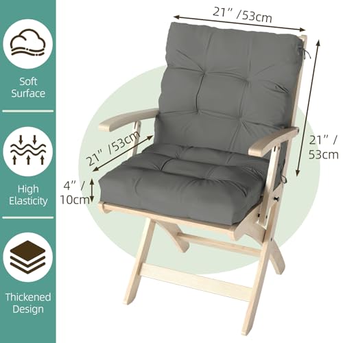 Outdoor Chair Cushions 42x21x4 Inch Set of 2, Dark Gray | Patio Cushions for Dining Rocking Chairs, High Back Soft Seat Pad with Ties, Waterproof Fade Resistant, Indoor Outside Use - color: Dark Gray
