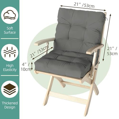 Outdoor Chair Cushions 42x21x4 Inch Set of 2, Dark Gray | Patio Cushions for Dining Rocking Chairs, High Back Soft Seat Pad with Ties, Waterproof Fade Resistant, Indoor Outside Use - color: Dark Gray