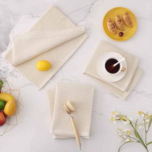 Homaxy 100% Cotton Oversized Waffle Weave Kitchen Towels, 5-Pack, Beige | 20 x 28 Inches, Ultra Soft Absorbent Dish Towels, Quick Drying Large Cleaning Towels - color: Beige, size: 20 X 28 - 5 Pack