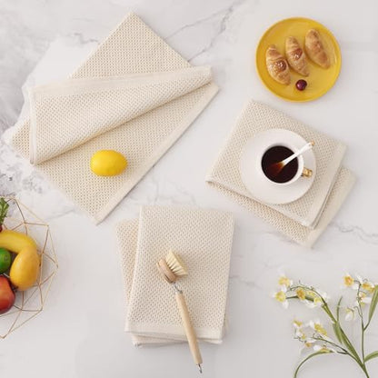 Homaxy 100% Cotton Oversized Waffle Weave Kitchen Towels, 5-Pack, Beige | 20 x 28 Inches, Ultra Soft Absorbent Dish Towels, Quick Drying Large Cleaning Towels - color: Beige, size: 20 X 28 - 5 Pack