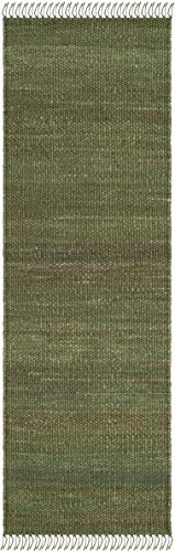 SAFAVIEH Natural Fiber Collection Runner Rug - 2'3" x 16', Green, Handmade Boho Fringe Woven Jute, Ideal for High Traffic Areas in Living Room, Bedroom (NF368G) - color: Green, size: 2'3" x 16' (Runner)