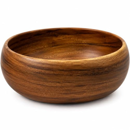 Handcrafted Hawaiian Wood Serving Bowl – Organic Acacia Natural Wooden Salad, Soup, Decor, Fruit & Candy Bowl (Large 4x10 inch) - size: Large