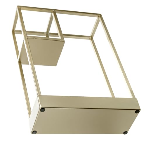MyGift Modern Brass Tone Metal Entryway Umbrella Rack with Geometric Design, 13 x 5-inch Wide Rectangular Freestanding Cane Umbrella Holder with Shelf for Small Umbrellas and Bottom Drip Catch Tray - color: Brass, size: 13.4″(Rectangle)