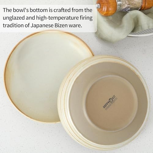 HAPPY KIT 9'' Pasta Bowls, 42oz, Stoneware Set of 4, Ivory | Large Salad Bowl, Ceramic Serving Bowls, Double Reactive Glaze, Ideal for Housewarming, Festivals, Microwave Safe - color: Ivory