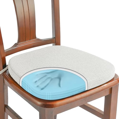 SINOSSO 1 Pack Memory Foam Chair Cushions for Dining Chair, Friendly Woven Fabric 16" U-Shape Comfortable Kitchen Chair Pad, Removable Slip Resistant Seat Cushion (1 Piece, Beige-Gray) - color: Beige-gray