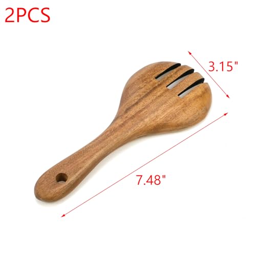 MY MIRONEY 2PCS Acacia Salad Forks | Wooden Salad Server 7.48" Wood Claws for Serving, Mixing, Cooking