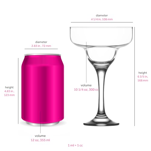 LAV Margarita Glasses Set of 4 - Margarita Cocktail Glasses 10.25 oz - Clear Daiquiri Glasses for Parties - Classic Cocktail Drinking Glasses for Frozen Drinks - style: Margarita Glasses