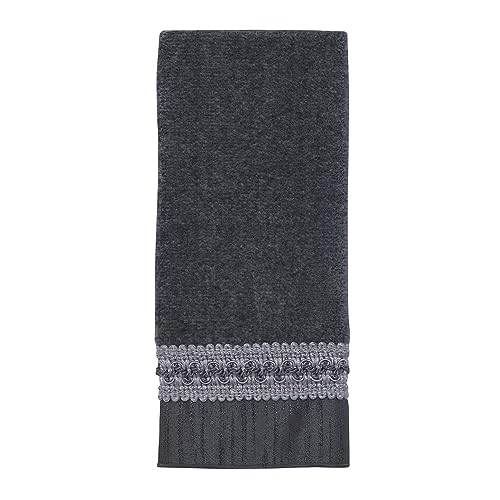 Avanti Linens - Fingertip Towel, Soft & Absorbent Cotton Towel (Braided Medallion Collection) - color: Granite, size: Fingertip Towel