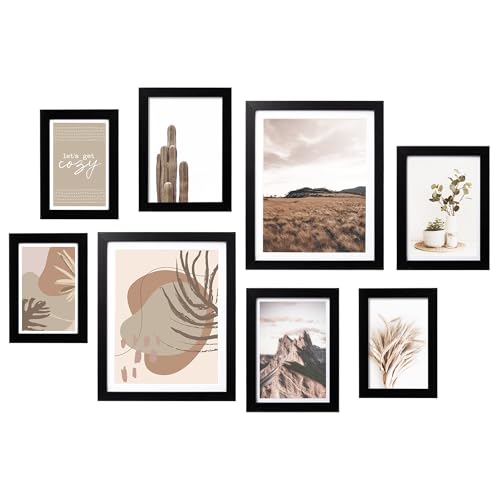 Gallery Wall Frame Set, 8 Pack Neutral Wall Decor, Black, Small | Classic Collage Picture Frames Wall Art for Living Room, Entryway, Stairway, Bedroom, Assorted Size - color: Black, size: Small