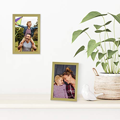 Americanflat 4x6 Picture Frame with Shatter-Resistant Glass - Streamline Collection - Thin Border Photo Frame for Tabletop and Wall Display - Hanging Hardware and Easel Stand Included - Gold | Shatter-resistant glass, wall or tabletop display with include