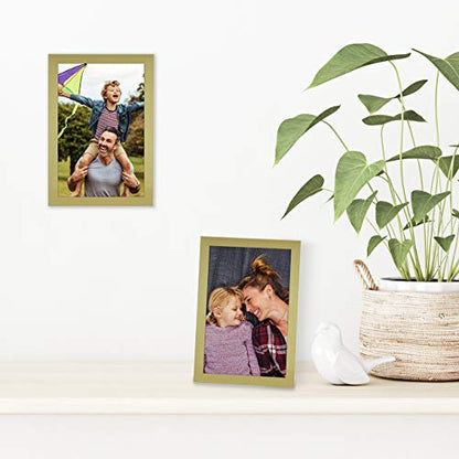 Americanflat 4x6 Picture Frame with Shatter-Resistant Glass - Streamline Collection - Thin Border Photo Frame for Tabletop and Wall Display - Hanging Hardware and Easel Stand Included - Gold | Shatter-resistant glass, wall or tabletop display with include
