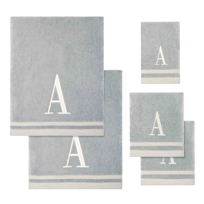 Avanti Linens - Towel Set, Soft & Absorbent Cotton, Embroidered Bathroom Decor, Set of 5 (Monogram Collection, Initial A) - style: A