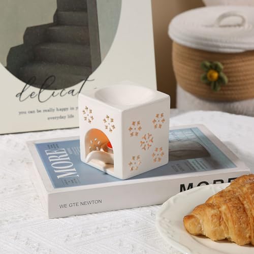 Essential Oil Burner for Scented Oil, Oil Warmer, Tealight Waxmelt Warmer, Candle Diffuser, Tea Light Holder, Square