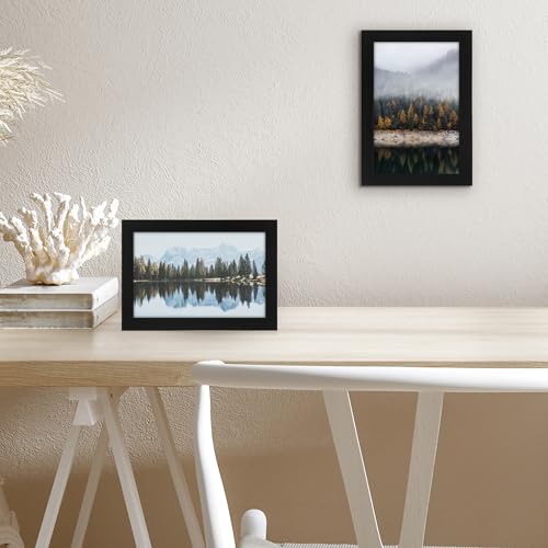 Americanflat 5.5x8.5 Picture Frame - Engineered Wood - Black | Shatter-resistant glass, wall or tabletop display with included easel, sawtooth hangers included - color: Black, size: 5.5x8.5