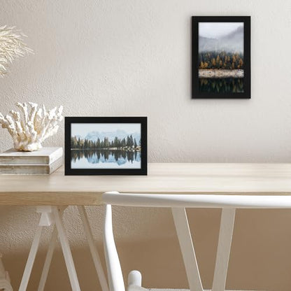 Americanflat 5.5x8.5 Picture Frame - Engineered Wood - Black | Shatter-resistant glass, wall or tabletop display with included easel, sawtooth hangers included - color: Black, size: 5.5x8.5