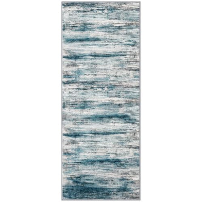KOZYFLY Modern Hallway Runner Rug 2x5 Washable Kitchen Runner Rugs Blue | Non-Slip, Non-Shedding, Low Pile Soft, Abstract Striped, For Hall Entryway Bathroom Laundry Bedroom Foyer - color: Blue, size: 2' x 5' (Runner)