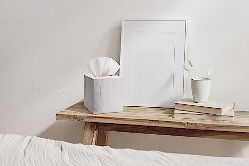 White Marble Square Tissue Box Cover - Blanc Collection